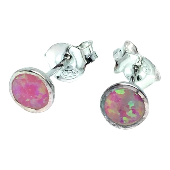 Infinia Jewelry Jewelry - Created Pink Opal Stud Earrings 925 Sterling Silver October Birthstone